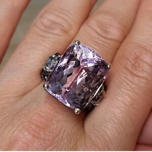 SALE-Vintage Large Amethyst Silver Ring